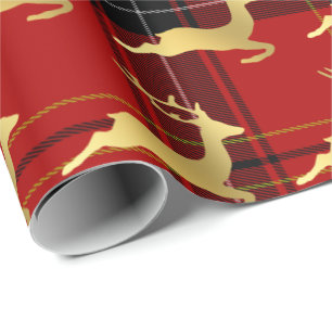 Papel De Presente Padrão Elegante de Xadrez de Buffalo de Natal e Do