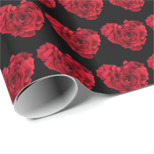 Papel De Presente Padrão Elegante do Coração da Rosa vermelha Rom