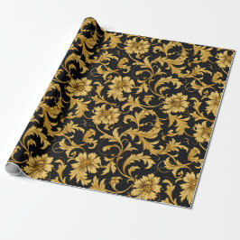 Papel De Presente Padrão Elegante Dourado Negro