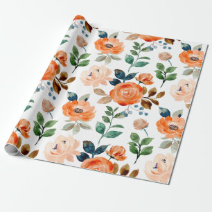 Papel De Presente Padrão Elegante e Sem Costura de Flores em Aquarel