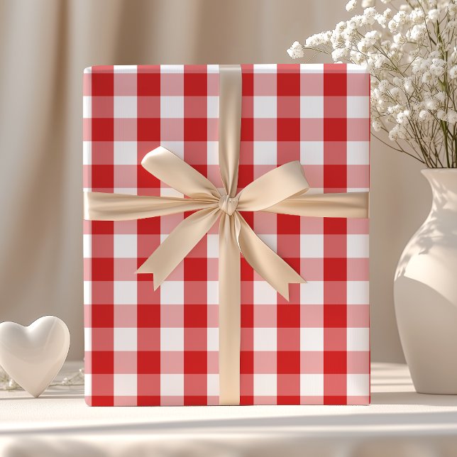 Papel De Presente Padrão Elegante Red Gingham (Criador carregado)