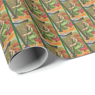 Papel De Presente Padrão em azulejos Irlanda Vintage Legal Dia de Sã