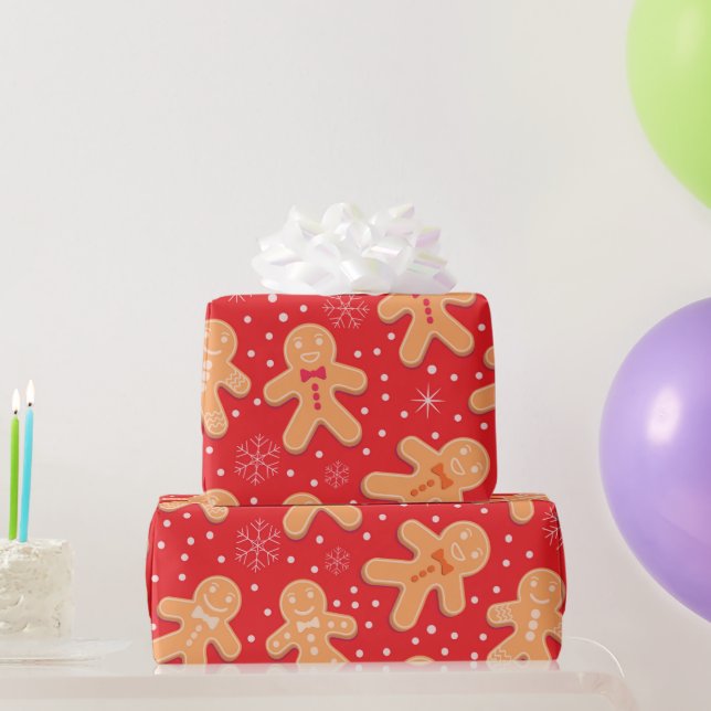 Papel De Presente Padrão engraçado de biscoitos de homem de gengibre (Presentes para festas)