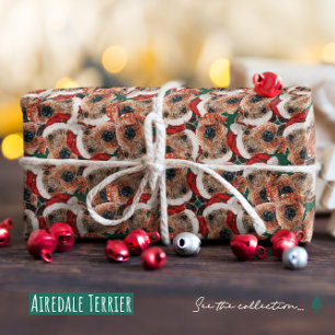 Papel De Presente Padrão engraçado de Natal do Airedale Terrier