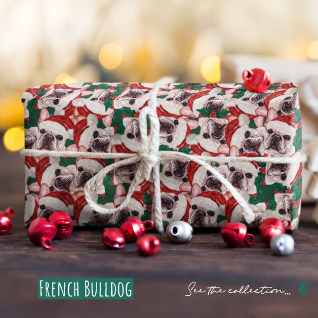 Papel De Presente Padrão engraçado de Natal do Bulldog Francês (Criador carregado)