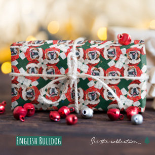 Papel De Presente Padrão engraçado de Natal do Bulldog Inglês