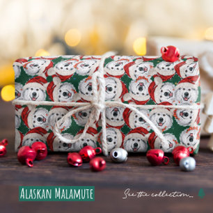 Papel De Presente Padrão engraçado de Natal do Malamute do Alasca