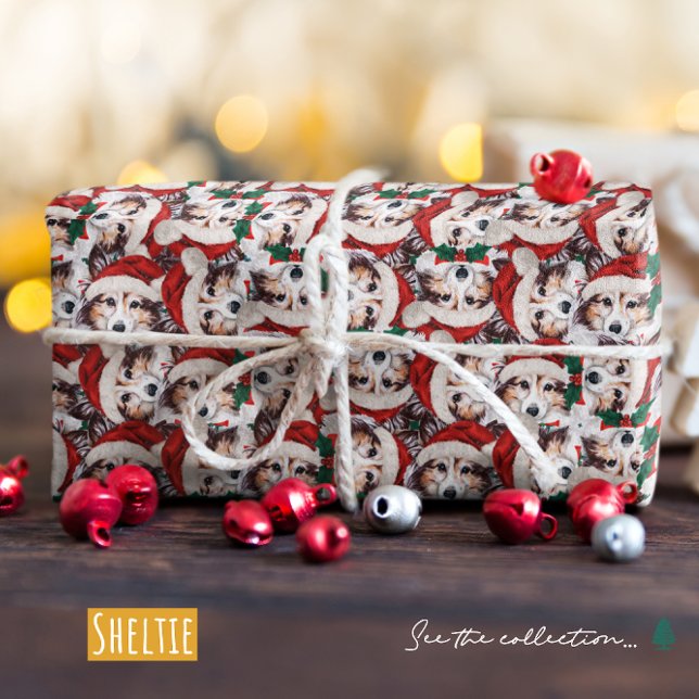 Papel De Presente Padrão engraçado de Natal para Sheltie (Criador carregado)