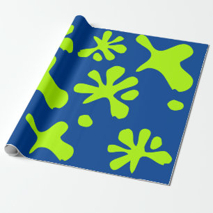Papel De Presente Padrão engraçado de slime azul e verde neon para c