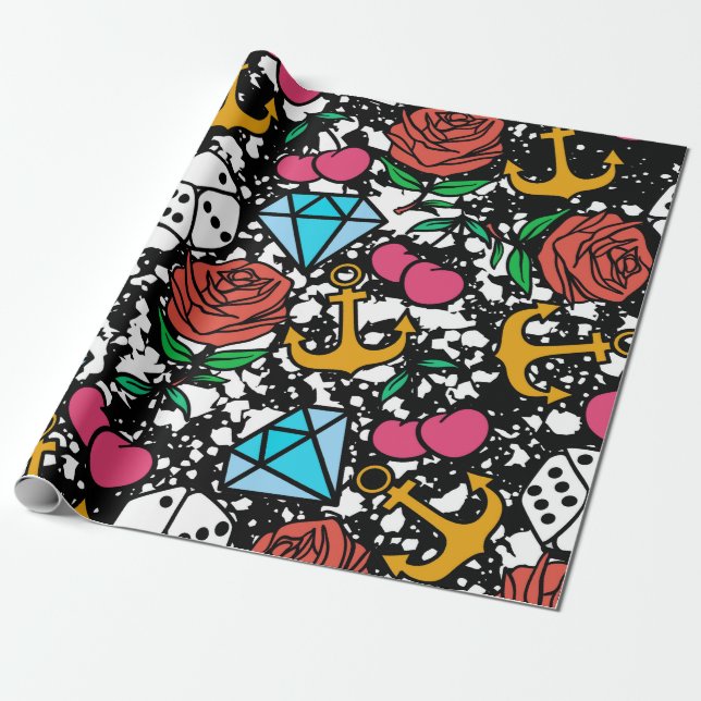 Papel De Presente Padrão Escolar Antigo (Desenrolado)