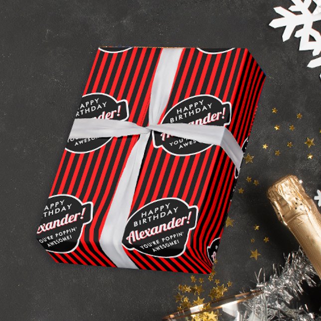 Papel De Presente Padrão Escuro E Pipoca Vermelha Do Chic (Criador carregado)