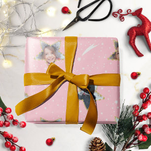 Papel De Presente Padrão Estelar Fofo Foto de Natal Personalizada