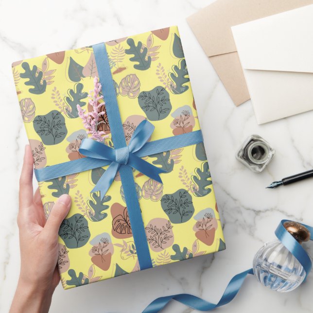 Papel De Presente Padrão estético BOHO A12 L Amarelo BG (Presentear)