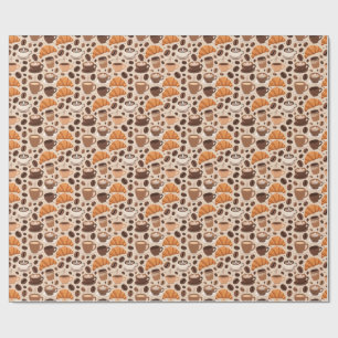 Papel De Presente Padrão Estético de Café Moderno