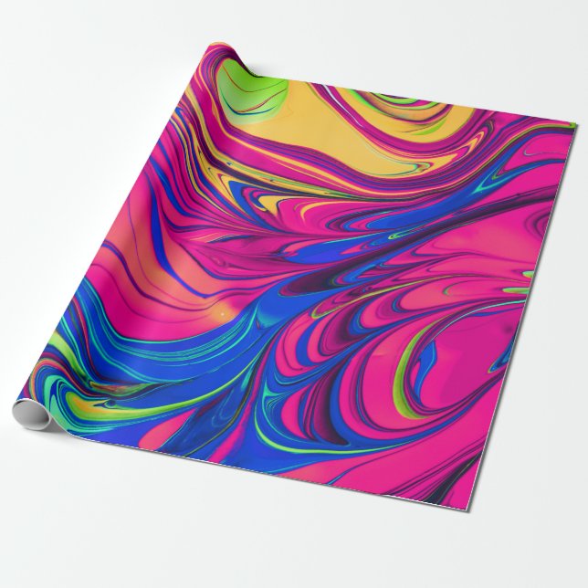 Papel De Presente Padrão Estético de Cores Vibrantes (Desenrolado)
