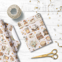 Papel De Presente Padrão Estético Essencial Favorito do outono