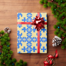 Papel De Presente Padrão Estilizado de Peças de Quebra-Cabeça