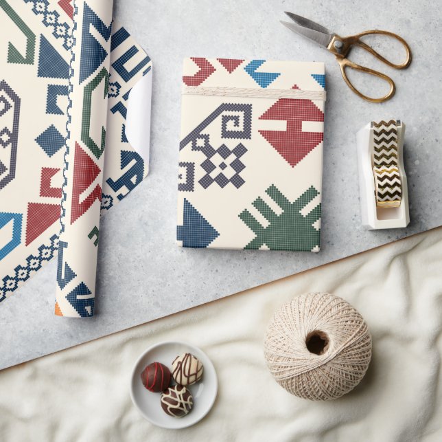 Papel De Presente Padrão Étnico Aztec (Artesanato)