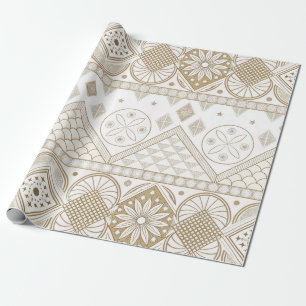 Papel De Presente Padrão Etnico Geométrico Tribal Floral Sem Costura