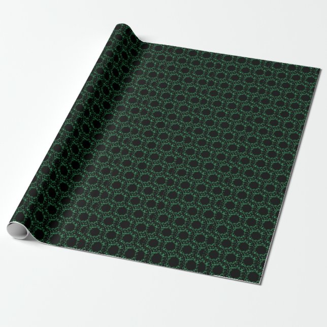Papel De Presente Padrão exclusivo preto e verde (Desenrolado)