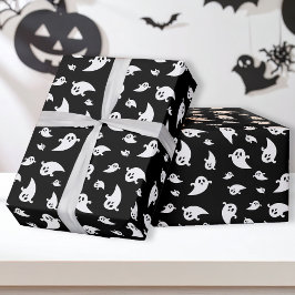 Papel De Presente Padrão Fantasma No Dia das Bruxas de Bonitos Negro