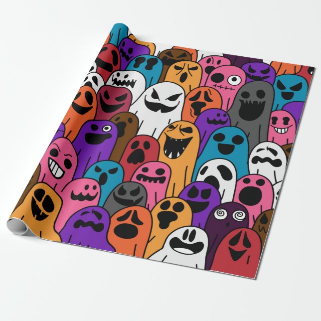 Papel De Presente Padrão fantasma sanfona isolada do cachecol do Dia (Desenrolado)