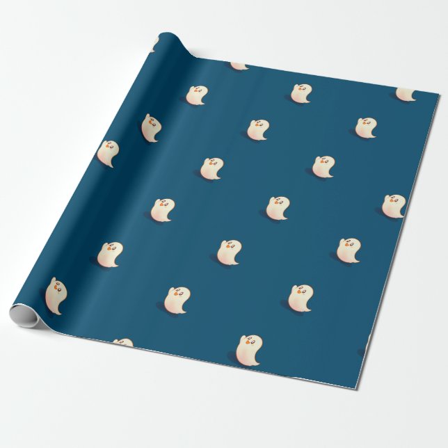 Papel De Presente Padrão fantasma Spooky (Desenrolado)