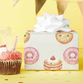 Papel De Presente Padrão Feliz Hanukkah - Donuts Fofos