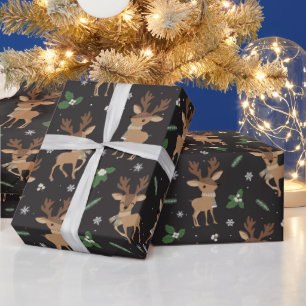 Papel De Presente padrão festivo das renas de Natal