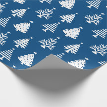 Padrão Festivo de Árvore de Natal Azul e Branco