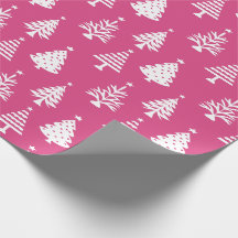 Padrão Festivo de Árvore de Natal Rosa e Branco
