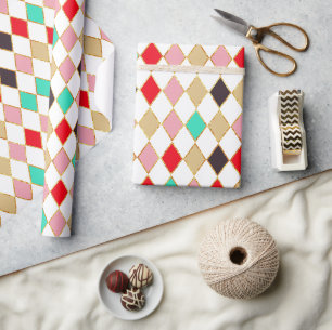Papel De Presente Padrão Festivo de Diamante de Natal