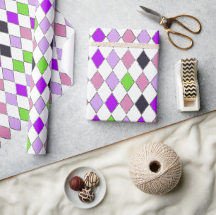 Papel De Presente Padrão Festivo De Diamante Roxo
