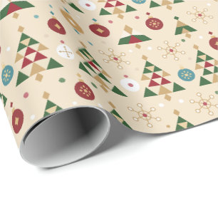 Papel De Presente Padrão Festivo de Enfeite de Árvore de Natal