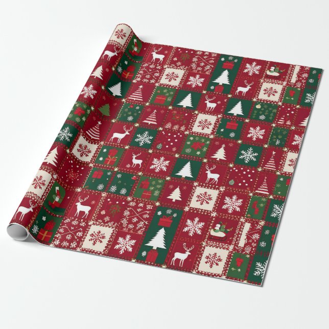 Papel De Presente padrão festivo de Natal (Desenrolado)