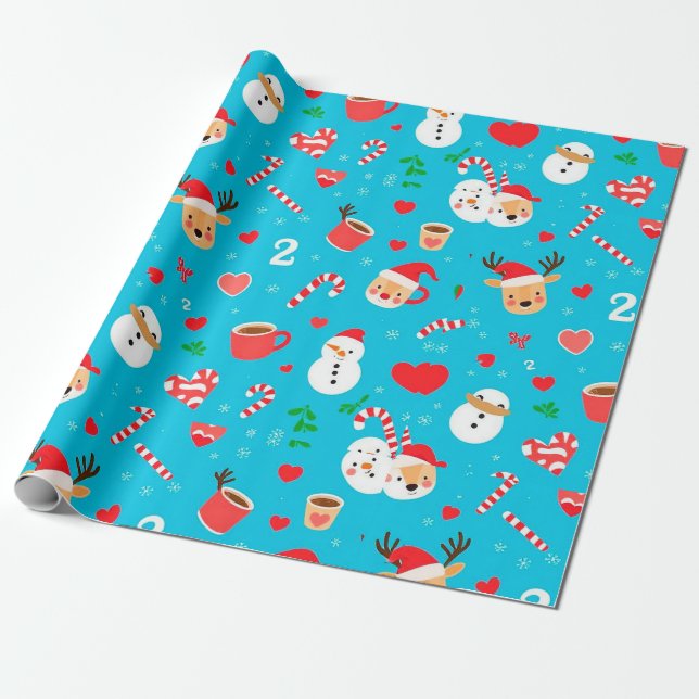 Papel De Presente padrão festivo de Natal (Desenrolado)
