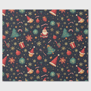 Papel De Presente Padrão Festivo de Natal