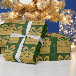 Papel De Presente Padrão Festivo de Natal Xadrez Verde -