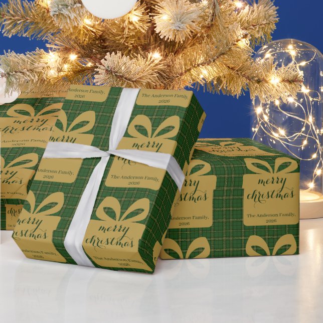 Papel De Presente Padrão Festivo de Natal Xadrez Verde -  (Feriados)