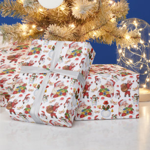 Papel De Presente padrão festivo de Papais noeis de Natal