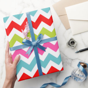 Papel De Presente Padrão Festivo em Forma de Chevron – Listras Retrô