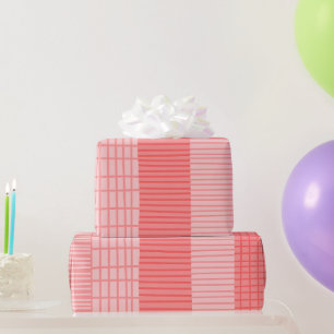 Papel De Presente Padrão Finlandês de Faixa de Patches em Rosa Esbra