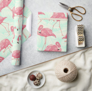 Papel De Presente Padrão Flamingo Pink Elegante de Chic