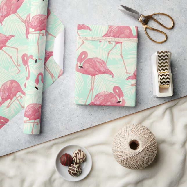 Papel De Presente Padrão Flamingo Pink Elegante de Chic (Artesanato)
