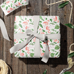Papel De Presente Padrão Flamingo Rosa Tropical v2
