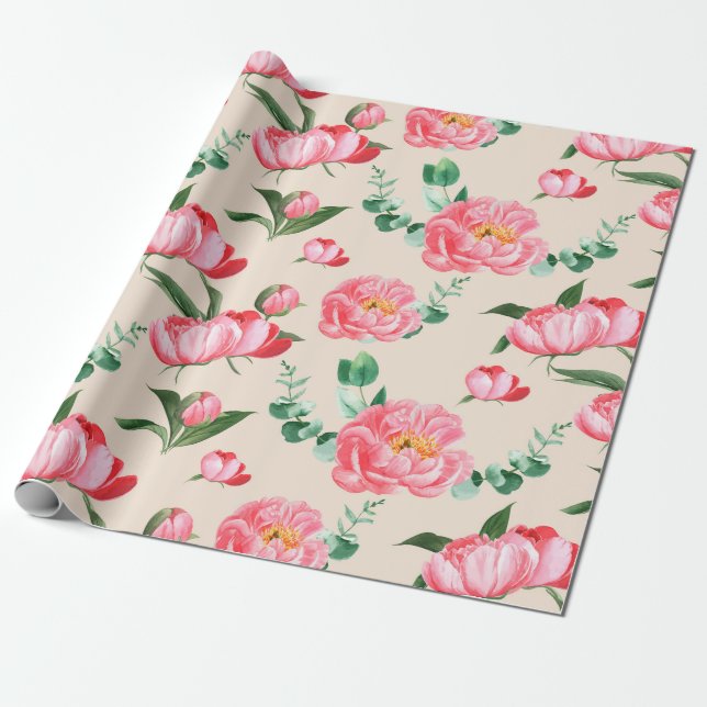 Papel De Presente Padrão floral (Desenrolado)