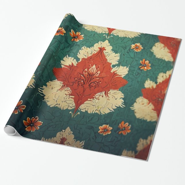 Papel De Presente Padrão Floral  (Desenrolado)