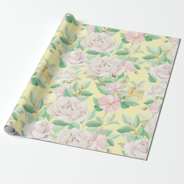 Papel De Presente Padrão floral (Desenrolado)