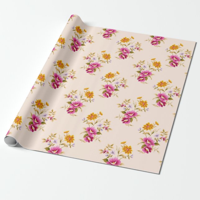 Papel De Presente Padrão floral (Desenrolado)