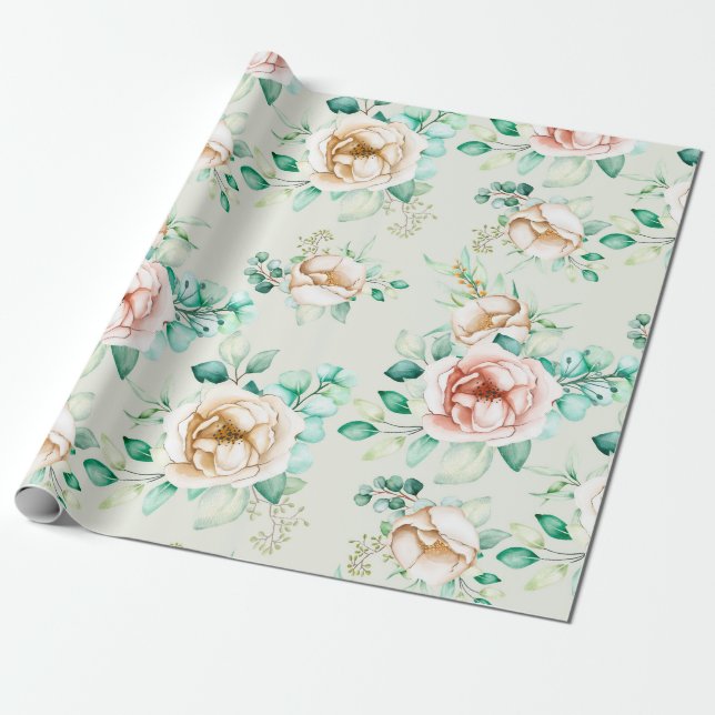 Papel De Presente Padrão floral (Desenrolado)